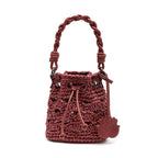 BUCKET MONOGRAMA SOFT PEQUENA  CHERRY/RÁFIA BURGUNDY