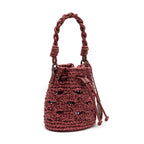 BUCKET MONOGRAMA SOFT PEQUENA  CHERRY/RÁFIA BURGUNDY