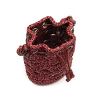 BUCKET MONOGRAMA SOFT PEQUENA  CHERRY/RÁFIA BURGUNDY