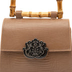 BOLSA TOP HANDLE MINI COURO LIZARD MOCHACCINO
