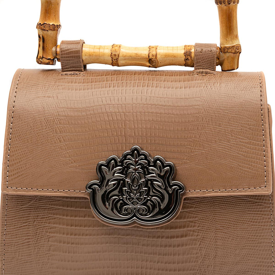 BOLSA TOP HANDLE MINI COURO LIZARD MOCHACCINO