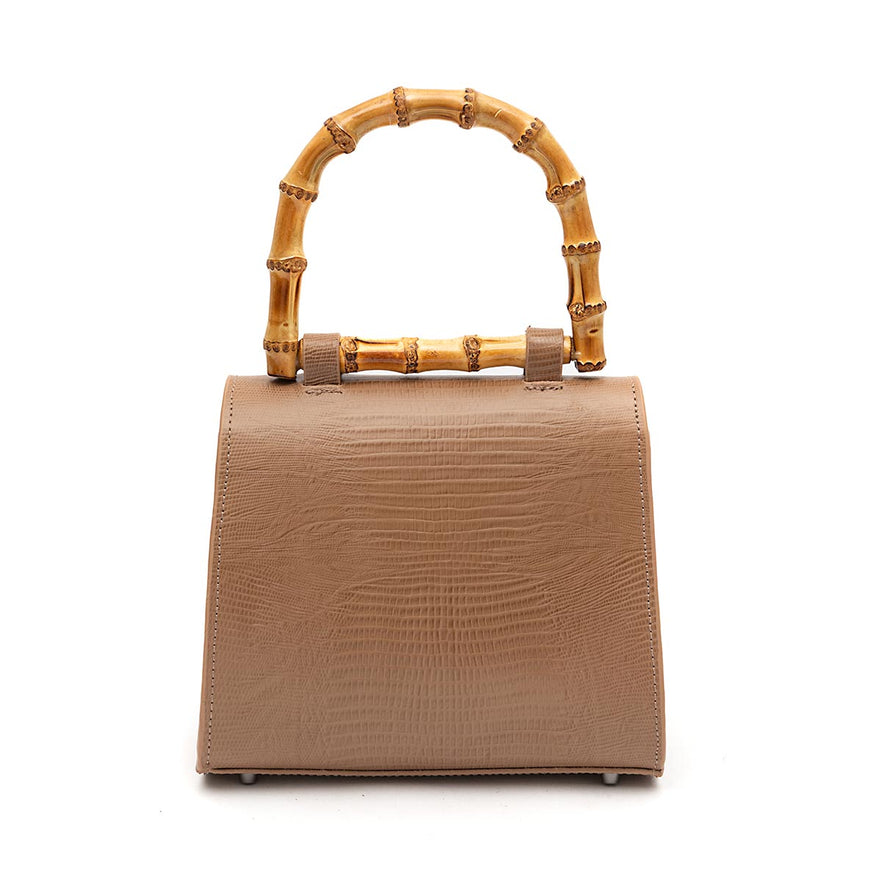 BOLSA TOP HANDLE MINI COURO LIZARD MOCHACCINO