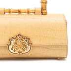 BOLSA TOP HANDLE EAST WEST PEQUENA COURO CROCO CITRINO