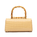 BOLSA TOP HANDLE EAST WEST PEQUENA COURO CROCO CITRINO