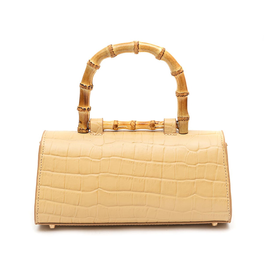 BOLSA TOP HANDLE EAST WEST PEQUENA COURO CROCO CITRINO