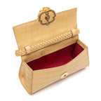 BOLSA TOP HANDLE EAST WEST PEQUENA COURO CROCO CITRINO