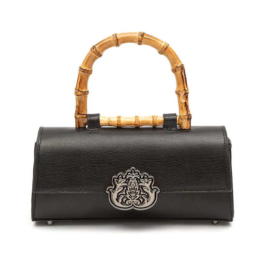 BOLSA TOP HANDLE EAST WEST PEQUENA COURO CAVIAR PRETO