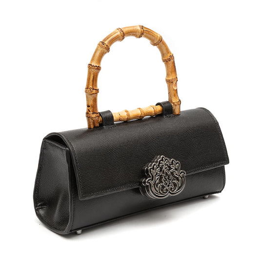 BOLSA TOP HANDLE EAST WEST PEQUENA COURO CAVIAR PRETO