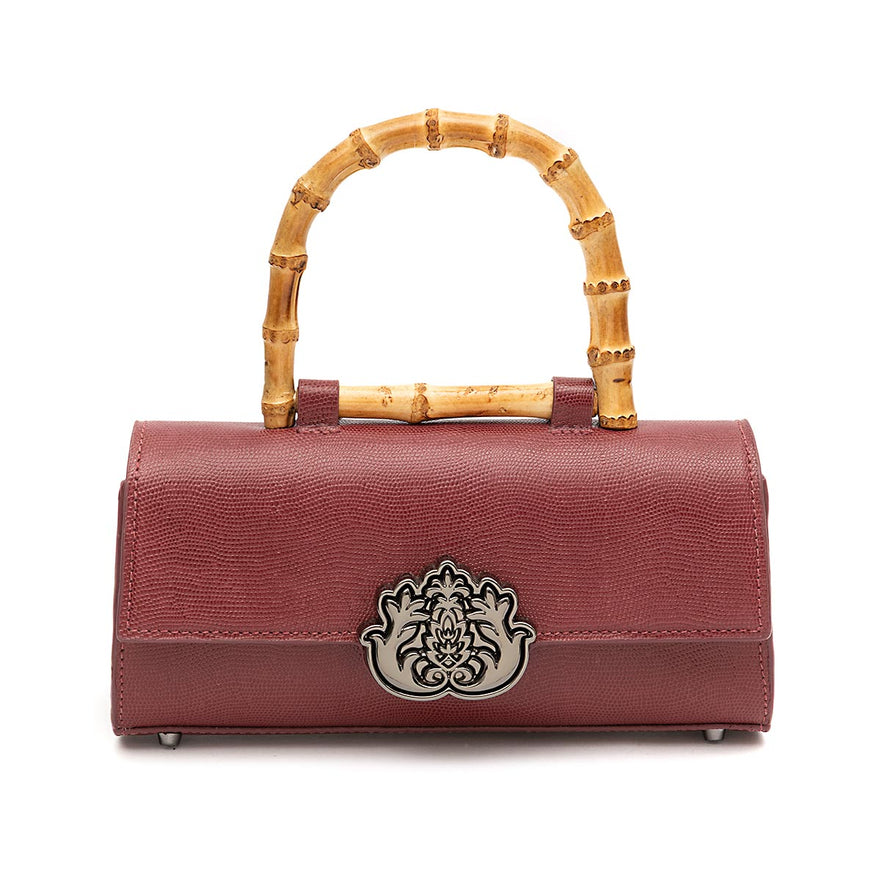 BOLSA TOP HANDLE EAST WEST PEQUENA COURO CAVIAR CHERRY
