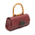 BOLSA TOP HANDLE EAST WEST PEQUENA COURO CAVIAR CHERRY
