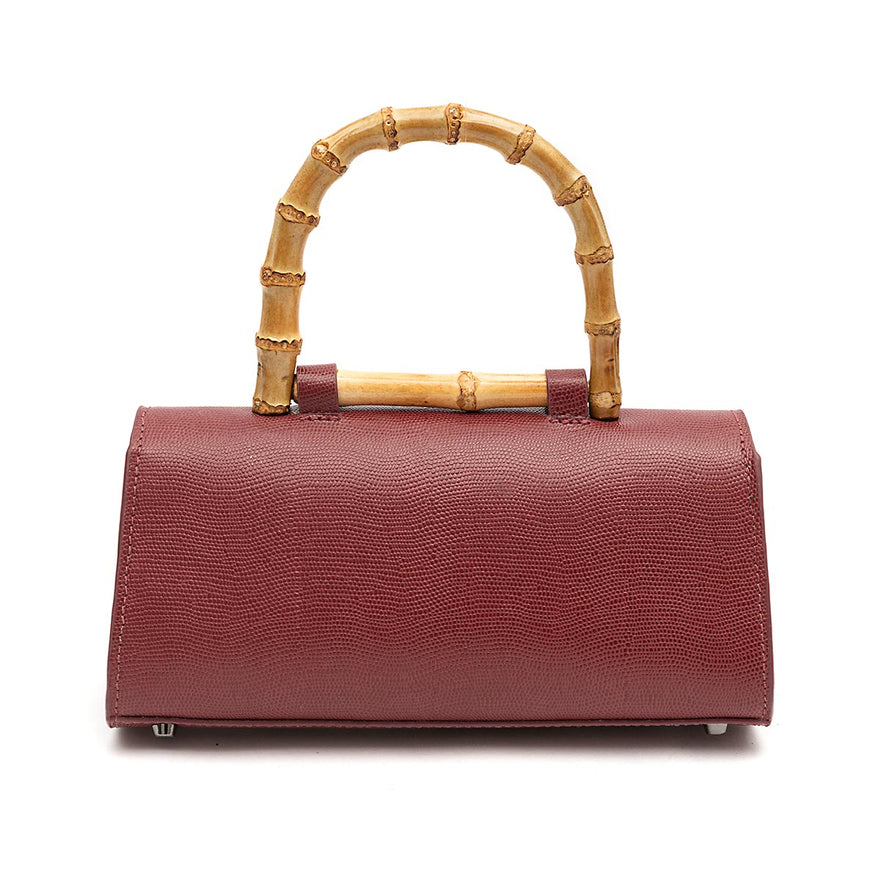 BOLSA TOP HANDLE EAST WEST PEQUENA COURO CAVIAR CHERRY
