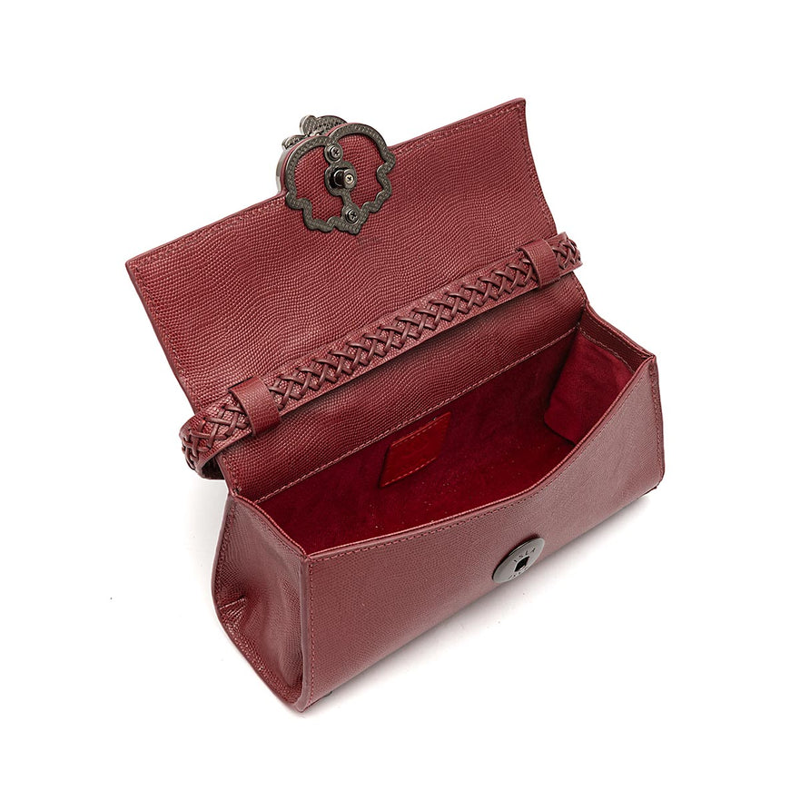 BOLSA TOP HANDLE EAST WEST PEQUENA COURO LIZARD PINHAO