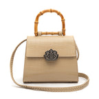 BOLSA TOP HANDLE MÉDIA COURO MAXI CROCO NATA