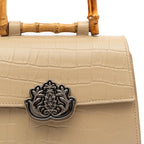 BOLSA TOP HANDLE MÉDIA COURO MAXI CROCO NATA