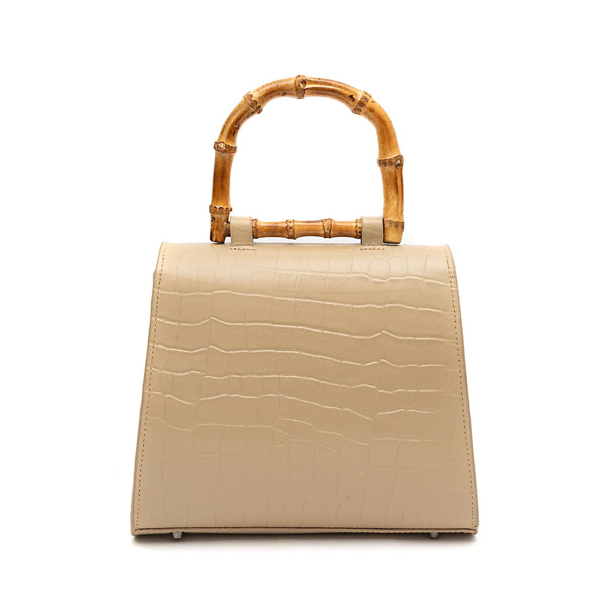 BOLSA TOP HANDLE MÉDIA COURO MAXI CROCO NATA