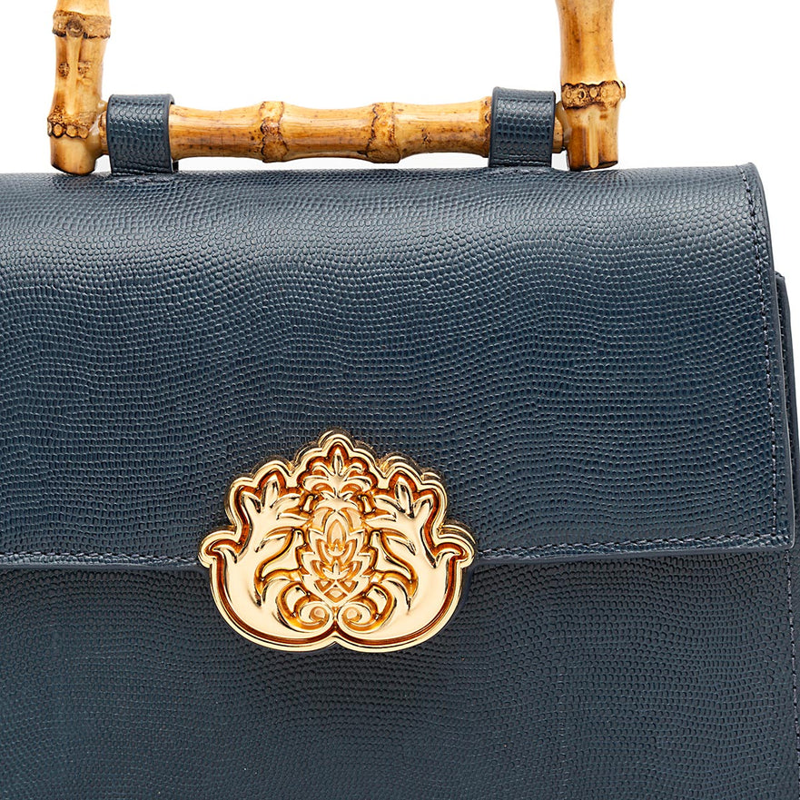 BOLSA TOP HANDLE MÉDIA COURO CAVIAR NOITE