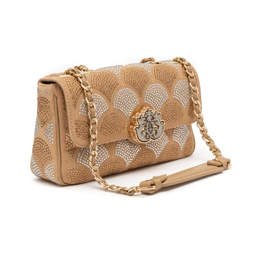BOLSA SIRENA MONOGRAMA MÉDIA COCOON CRISTAL PRATA OURO