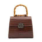 BOLSA TOP HANDLE MÉDIA COURO MAXI CROCO PINHÃO