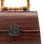 BOLSA TOP HANDLE MÉDIA COURO MAXI CROCO PINHÃO