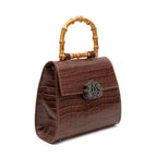 BOLSA TOP HANDLE MÉDIA COURO MAXI CROCO PINHÃO