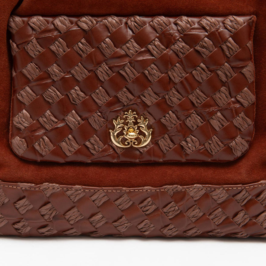 BOLSA TOTE DAHLIA GRANDE DE RÁFIA CANELA