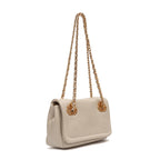 BOLSA FLAP PETRA PEQUENA COURO MARSHMALLOW