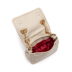BOLSA FLAP PETRA PEQUENA COURO MARSHMALLOW