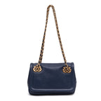BOLSA FLAP PETRA PEQUENA COURO COBALTO