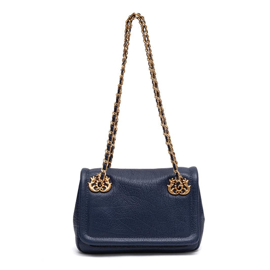 BOLSA FLAP PETRA PEQUENA COURO COBALTO