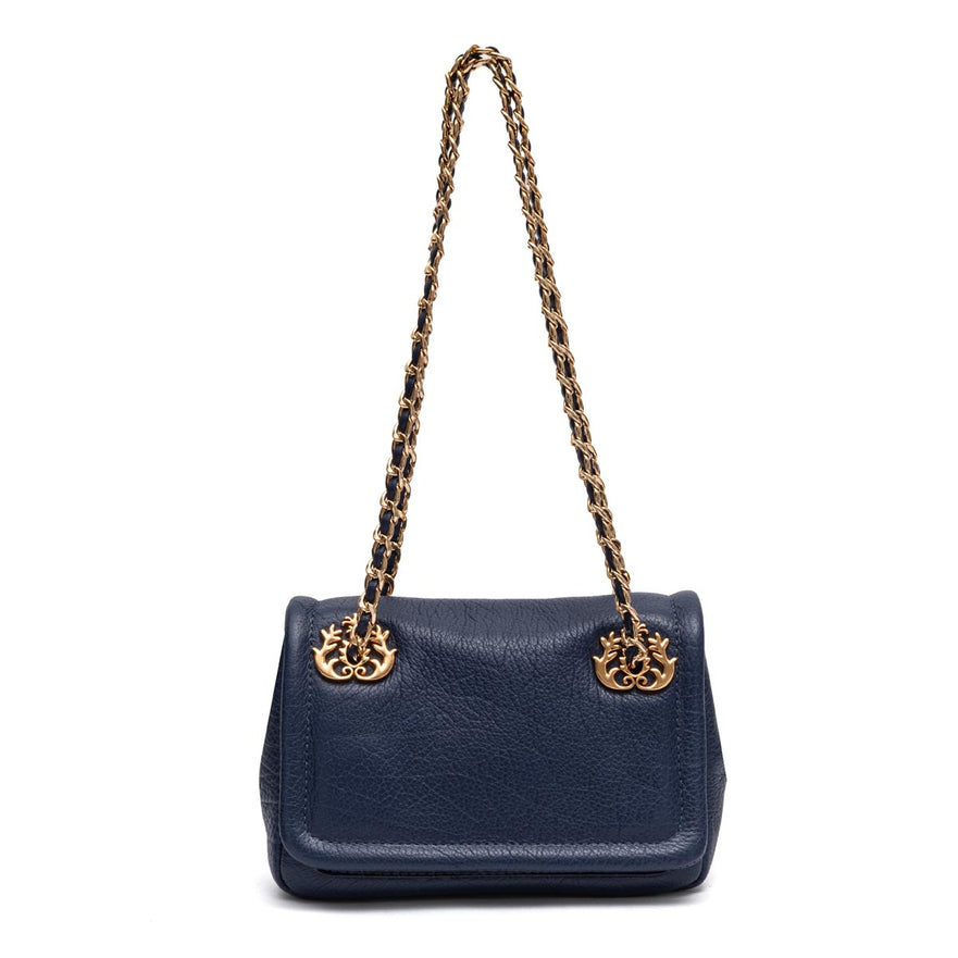 BOLSA FLAP PETRA PEQUENA COURO COBALTO