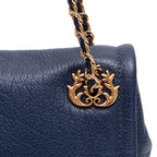 BOLSA FLAP PETRA PEQUENA COURO COBALTO