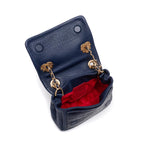 BOLSA FLAP PETRA PEQUENA COURO COBALTO
