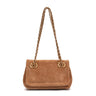 BOLSA FLAP PETRA PEQUENA COURO AMENDOA