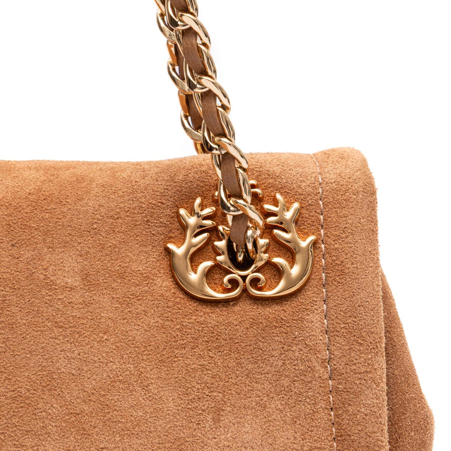 BOLSA FLAP PETRA PEQUENA COURO AMENDOA