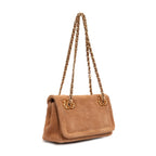 BOLSA FLAP PETRA PEQUENA COURO AMENDOA