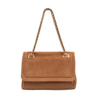 BOLSA FLAP PETRA MÉDIA COURO AMÊNDOA