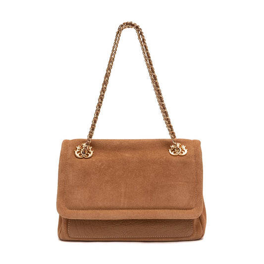 BOLSA FLAP PETRA MÉDIA COURO AMÊNDOA