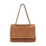 BOLSA FLAP PETRA MÉDIA COURO AMÊNDOA