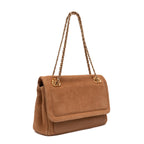 BOLSA FLAP PETRA MÉDIA COURO AMÊNDOA