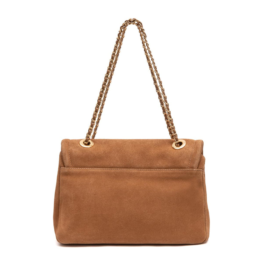 BOLSA FLAP PETRA MÉDIA COURO AMÊNDOA