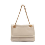 BOLSA FLAP PETRA MÉDIA COURO MARSHMALLOW
