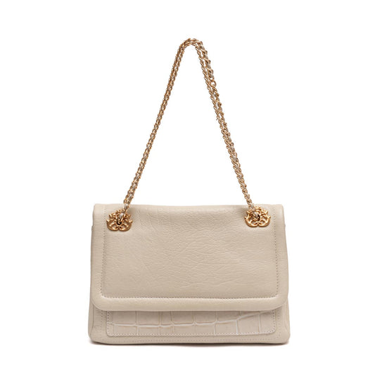 BOLSA FLAP PETRA MÉDIA COURO MARSHMALLOW