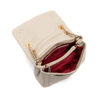 BOLSA FLAP PETRA MÉDIA COURO MARSHMALLOW