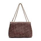 BOLSA FLAP TRESSÊ HELEN MÉDIA COURO E RÁFIA PINHÃO