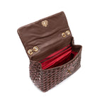 BOLSA FLAP TRESSÊ HELEN MÉDIA COURO E RÁFIA PINHÃO