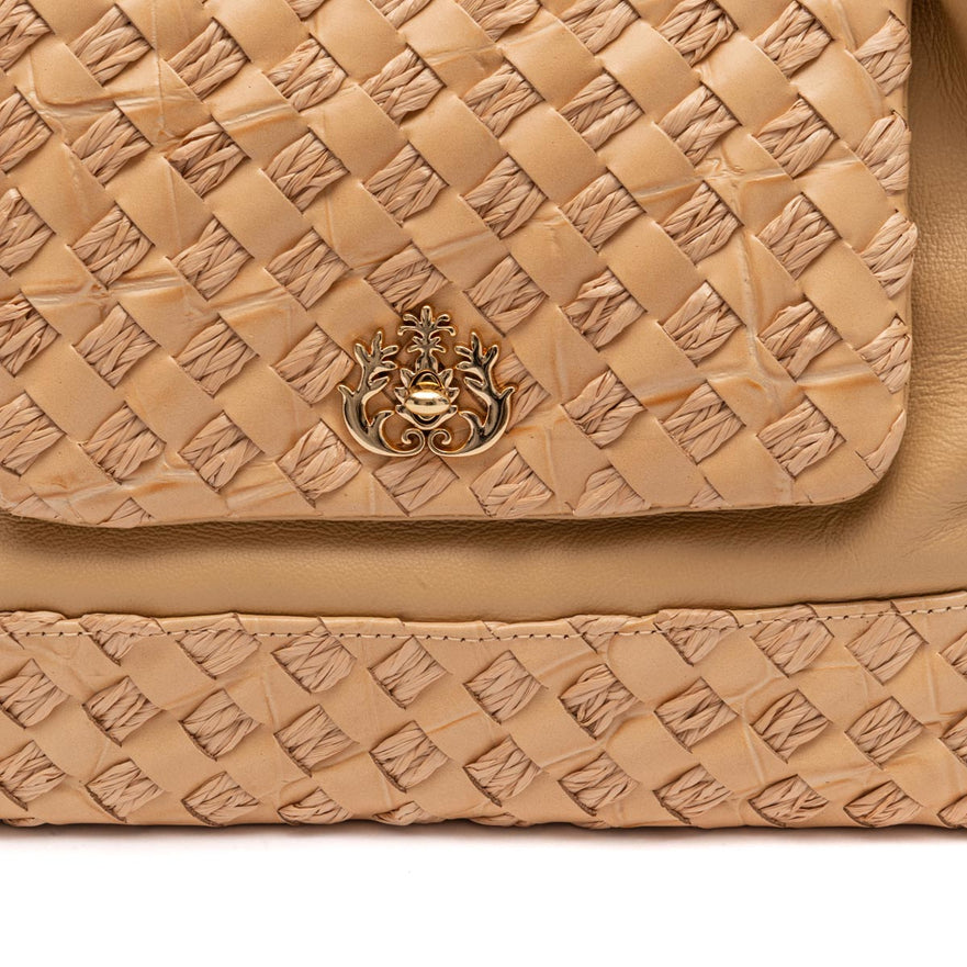 BOLSA TOTE DAHLIA GRANDE EM TRESSE DE RÁFIA MACADAMIA