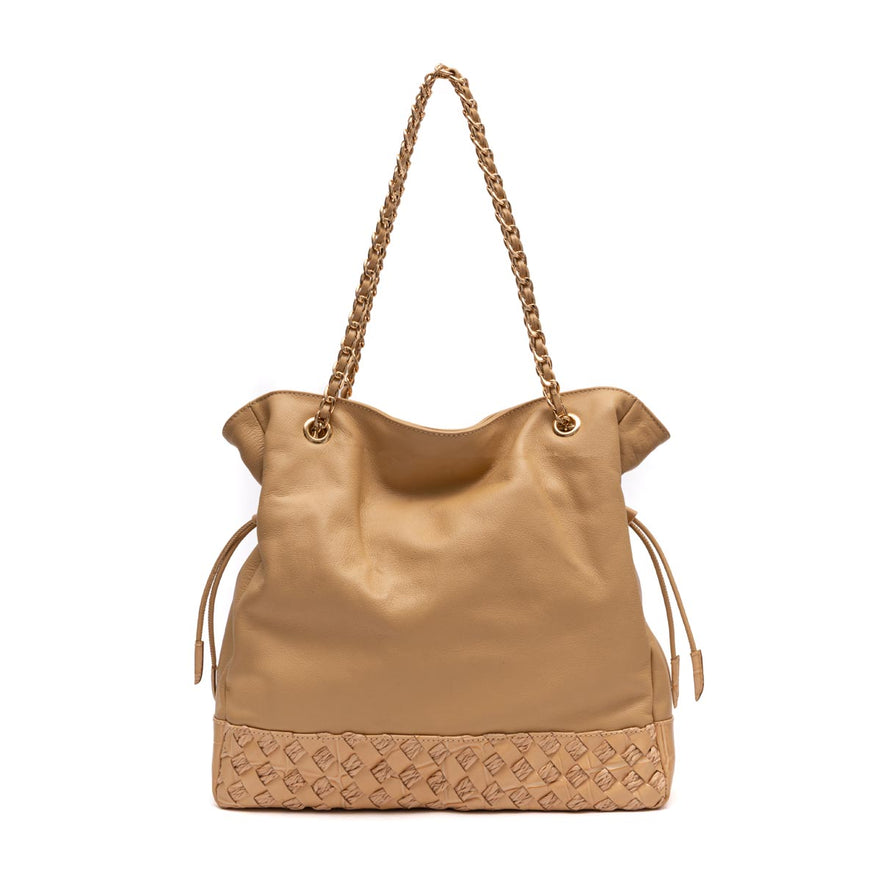 BOLSA TOTE DAHLIA GRANDE EM TRESSE DE RÁFIA MACADAMIA