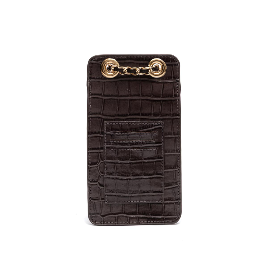BOLSA POUCH ANNE PEQUENA COURO CAIMAN EXPRESSO
