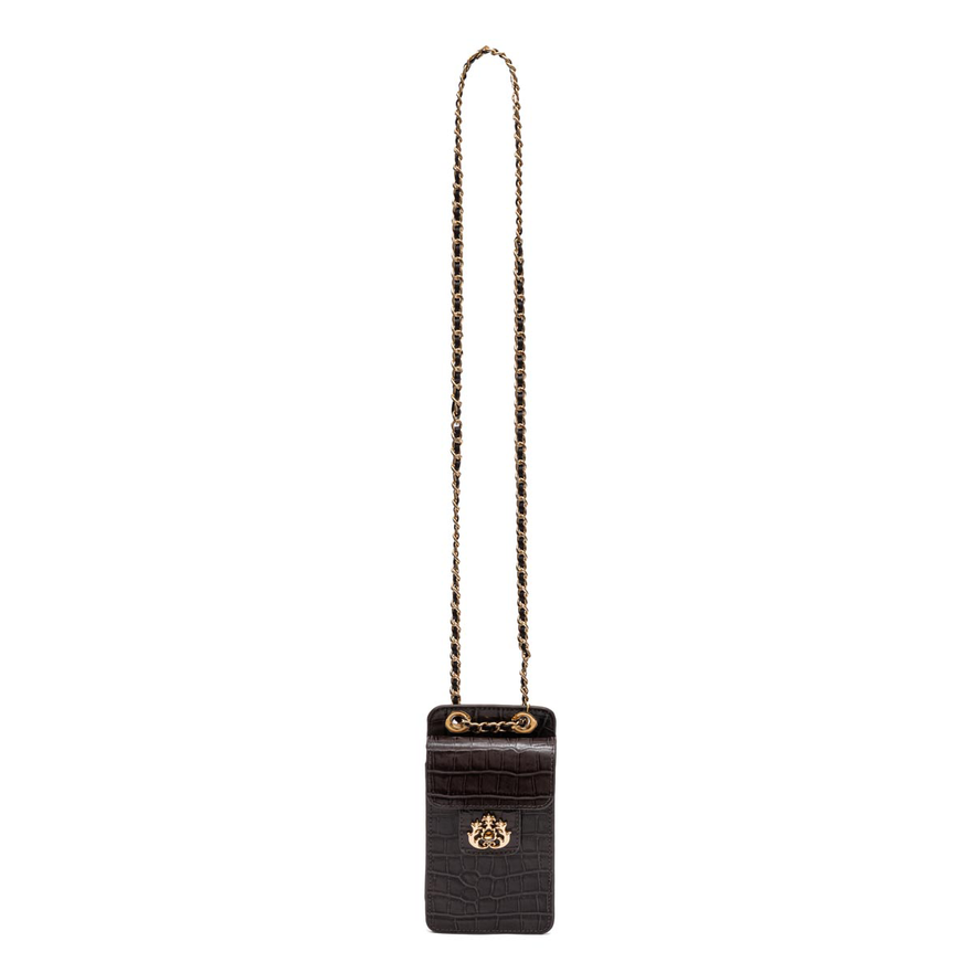 BOLSA POUCH ANNE PEQUENA COURO CAIMAN EXPRESSO