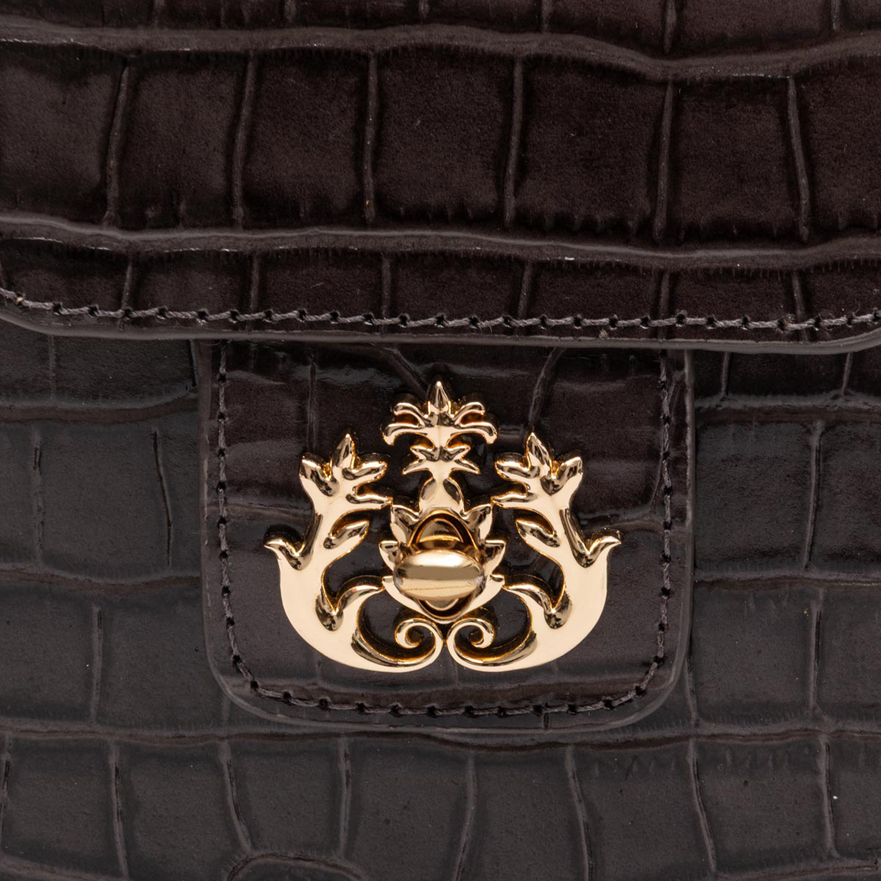 BOLSA POUCH ANNE PEQUENA COURO CAIMAN EXPRESSO